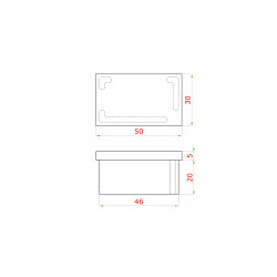 Ukončenie na jokel 50 x 30 mm, brúsená nerez AISI 304 Ukončenie na jokel 50 x 30 mm, brúsená nerez AISI 304